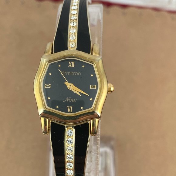 Vintage 1990's Asymmetrical  Armitron Now Gold & Black Slightly Used Watch - Picture 2 of 6